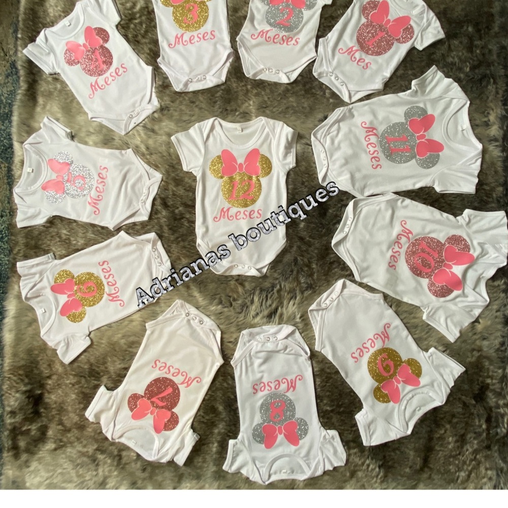 Custom made onesies month by month